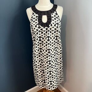 Ann Taylor LOFT Brown & Cream Scroll Print Shift Dress Shift Dress
